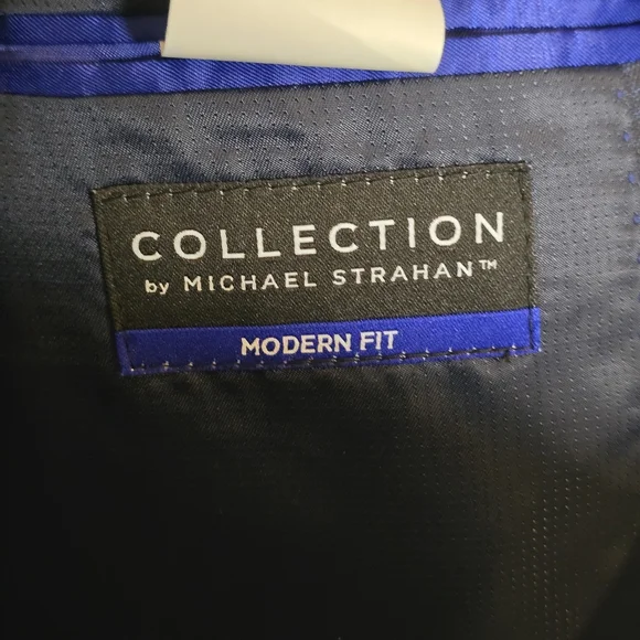 Collection by Michael Strahan Blue Plaid Sport Coat 36Reg